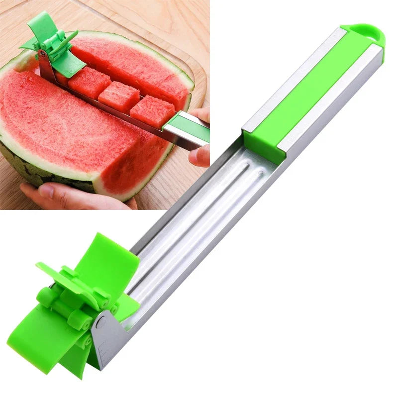Watermelon Cutter Knife Stainless Steel Windmill Design Easy Cut Watermelon Piece Kitchen Gadget Salad Fruit Slicer Cutter Tools