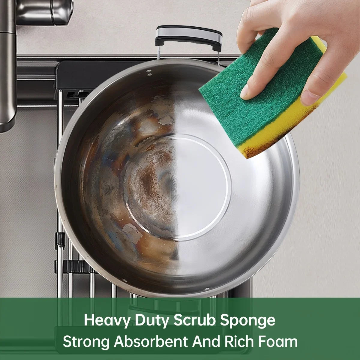 20Pcs Double-Sided Scouring Pads Kitchen Sponge Dishwashing Scrub Pads for Pot Bowl Home Cleaning Tools