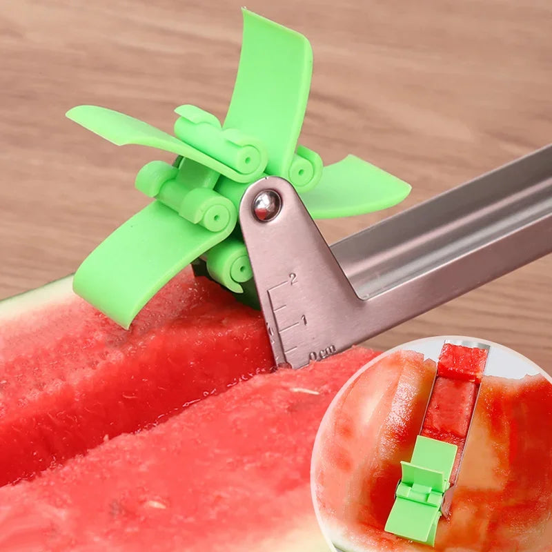 Watermelon Cutter Knife Stainless Steel Windmill Design Easy Cut Watermelon Piece Kitchen Gadget Salad Fruit Slicer Cutter Tools