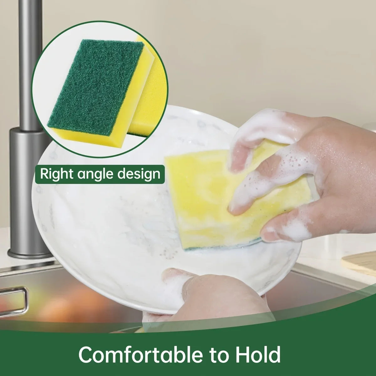 20Pcs Double-Sided Scouring Pads Kitchen Sponge Dishwashing Scrub Pads for Pot Bowl Home Cleaning Tools
